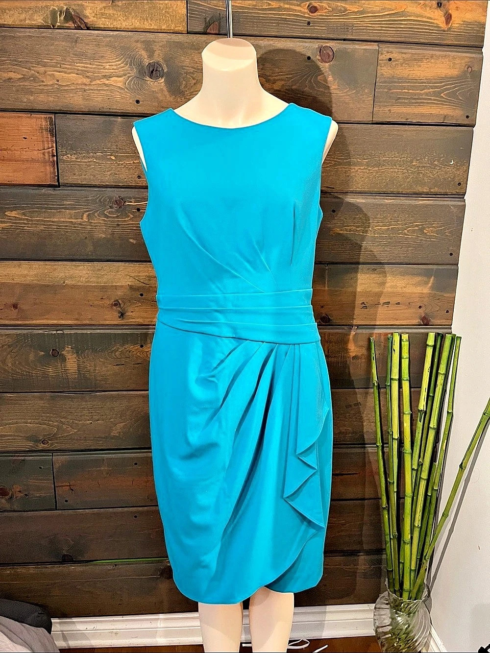 Calvin Klein Draped Midi Dress in Blue Size 8 Like New